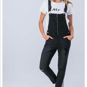 Black Denim Overalls